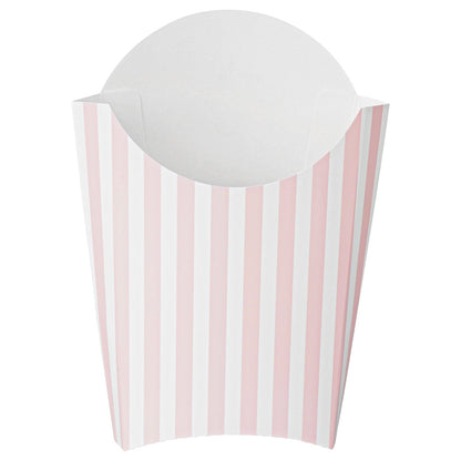 Bio Tek 4 oz Pink and White Stripe Paper Fry Cup / Snack Container - 4 3/4" x 3 1/2" x 5" - 100 count box
