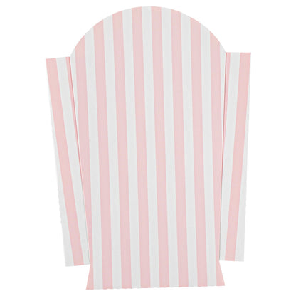 Bio Tek 4 oz Pink and White Stripe Paper Fry Cup / Snack Container - 4 3/4" x 3 1/2" x 5" - 100 count box