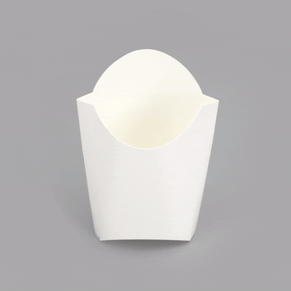 Bio Tek 4 oz White Paper Fry Cup / Snack Container - 4 3/4" x 3 1/2" x 5" - 100 count box