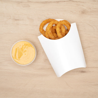 Bio Tek 4 oz White Paper Fry Cup / Snack Container - 4 3/4" x 3 1/2" x 5" - 100 count box