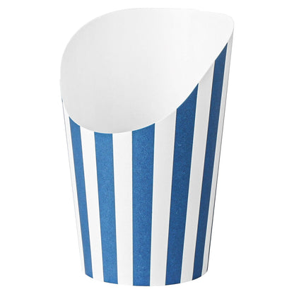 Bio Tek 12 oz Round Blue and White Stripe Paper Incline Cup - 3 1/2" x 3 1/2" x 4 3/4" - 100 count box