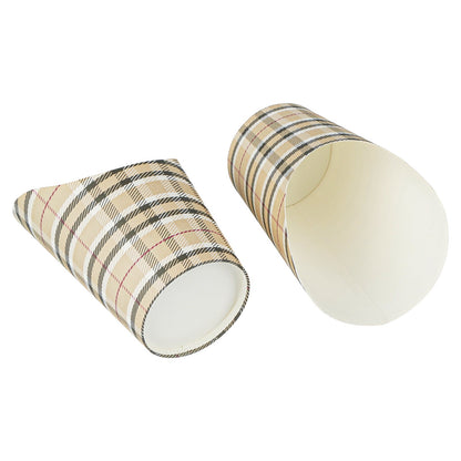 Bio Tek 12 oz Round Plaid Paper Incline Cup - 3 1/2" x 3 1/2" x 4 3/4" - 100 count box