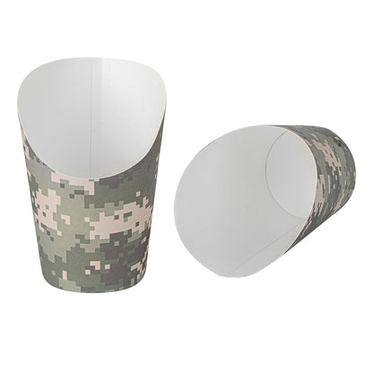 Bio Tek 12 oz Round Camouflage Paper Incline Cup - 3 1/2" x 3 1/2" x 4 3/4" - 100 count box