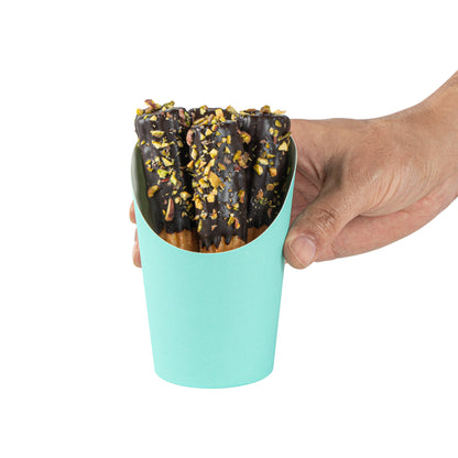 Bio Tek 12 oz Round Turquoise Paper Incline Cup - 3 1/2" x 3 1/2" x 4 3/4" - 100 count box