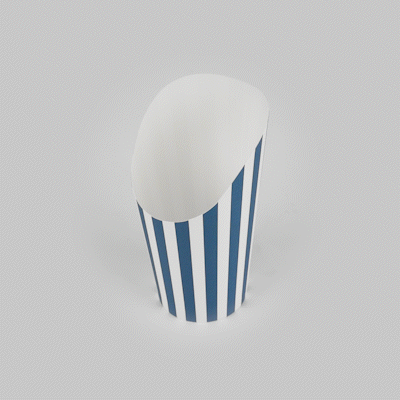 Bio Tek 16 oz Round Blue and White Stripe Paper Incline Cup - 3 1/2" x 3 1/2" x 5 3/4" - 100 count box