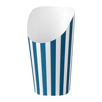 Bio Tek 16 oz Round Blue and White Stripe Paper Incline Cup - 3 1/2" x 3 1/2" x 5 3/4" - 100 count box