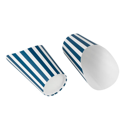 Bio Tek 16 oz Round Blue and White Stripe Paper Incline Cup - 3 1/2" x 3 1/2" x 5 3/4" - 100 count box