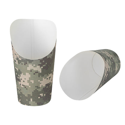 Bio Tek 16 oz Round Camouflage Paper Incline Cup - 3 1/2" x 3 1/2" x 5 3/4" - 100 count box