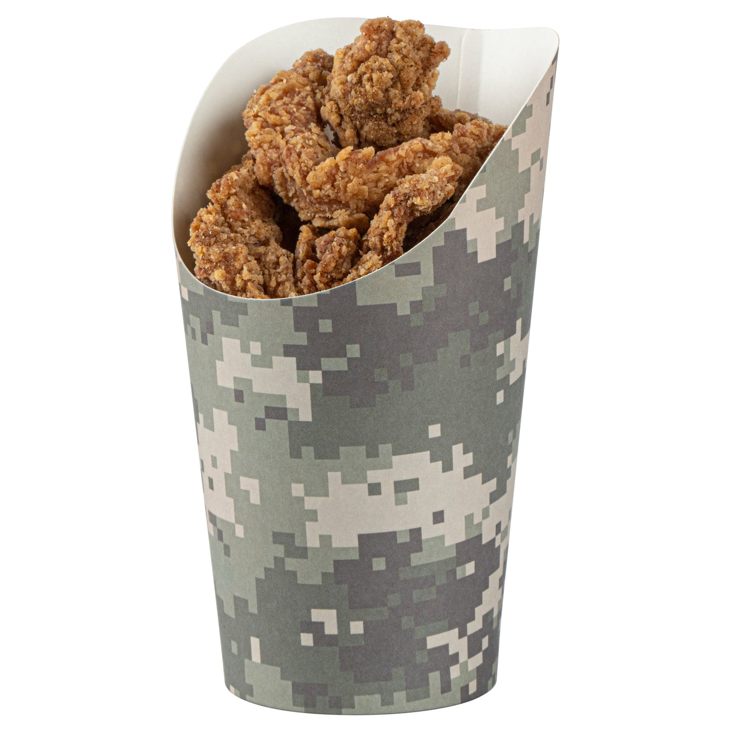 Bio Tek 16 oz Round Camouflage Paper Incline Cup - 3 1/2" x 3 1/2" x 5 3/4" - 100 count box