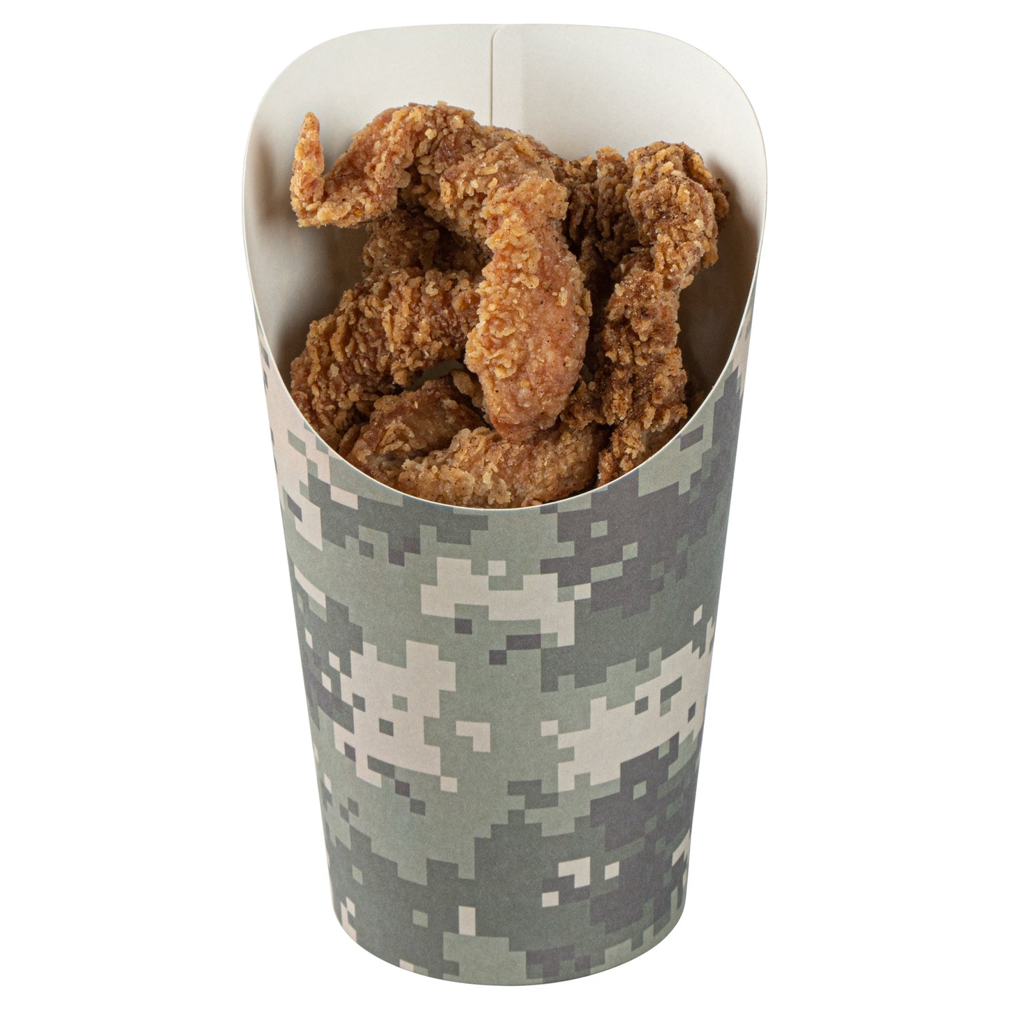 Bio Tek 16 oz Round Camouflage Paper Incline Cup - 3 1/2" x 3 1/2" x 5 3/4" - 100 count box
