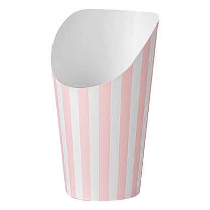Bio Tek 16 oz Round Pink and White Stripe Paper Incline Cup - 3 1/2" x 3 1/2" x 5 3/4" - 100 count box