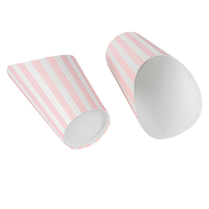 Bio Tek 16 oz Round Pink and White Stripe Paper Incline Cup - 3 1/2" x 3 1/2" x 5 3/4" - 100 count box
