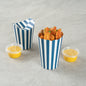 Bio Tek 16 oz Round Blue and White Stripe Paper To Go Fry Cup - 3 1/4" x 3 1/4" x 4 1/4" - 100 count box