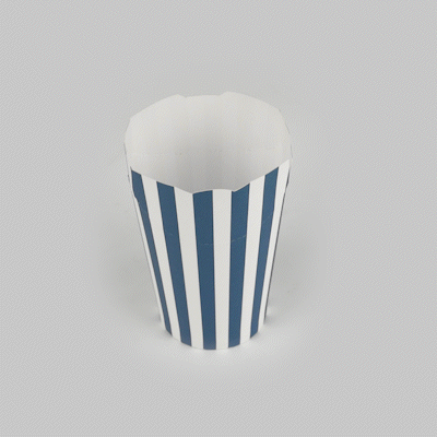 Bio Tek 16 oz Round Blue and White Stripe Paper To Go Fry Cup - 3 1/4" x 3 1/4" x 4 1/4" - 100 count box