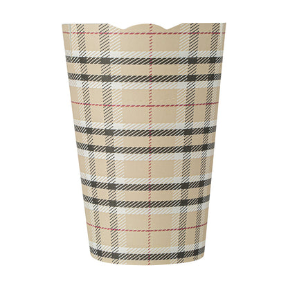 Bio Tek 16 oz Round Plaid Paper To Go Fry Cup - 3 1/4" x 3 1/4" x 4 1/4" - 100 count box