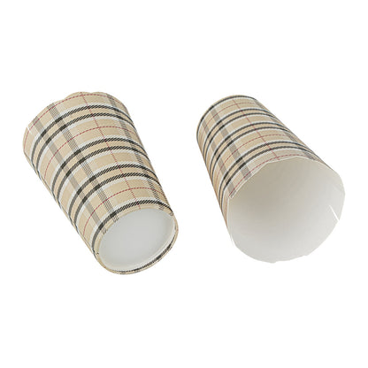 Bio Tek 16 oz Round Plaid Paper To Go Fry Cup - 3 1/4" x 3 1/4" x 4 1/4" - 100 count box