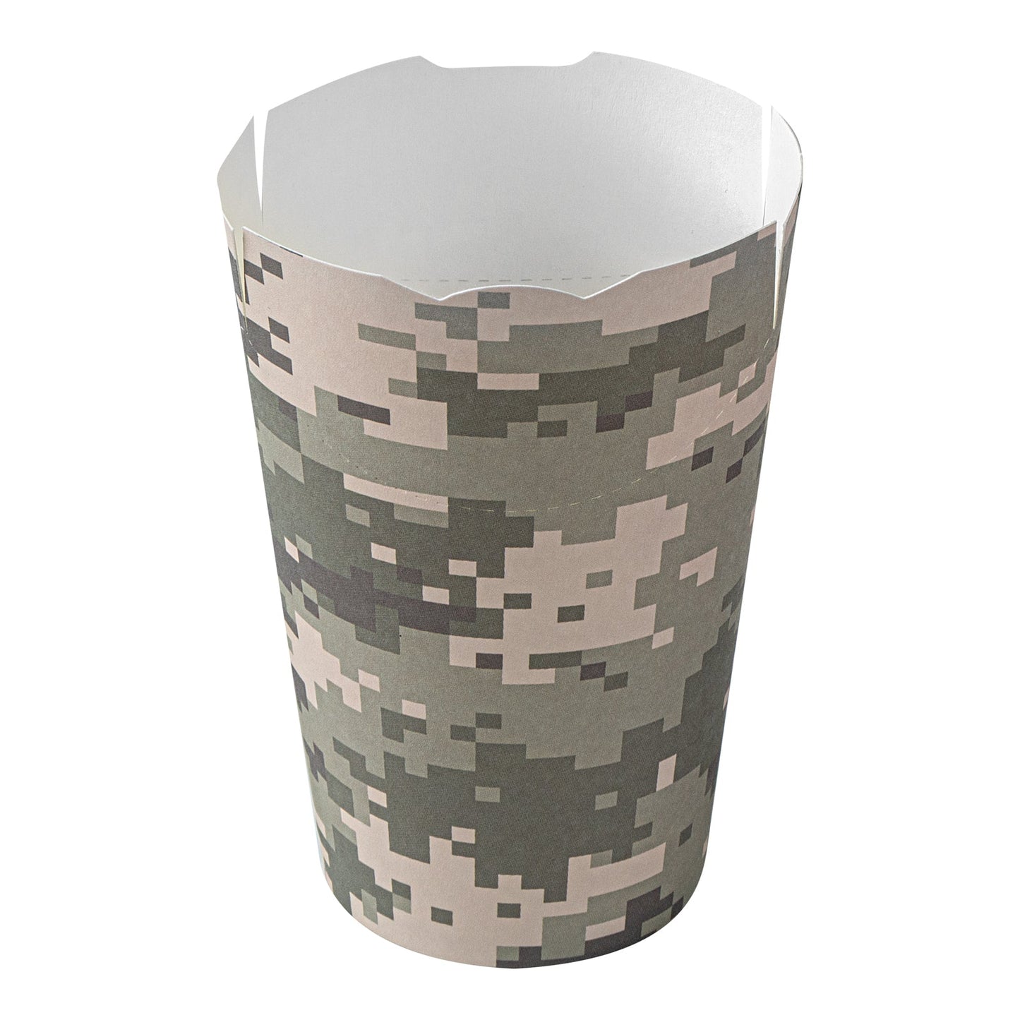 Bio Tek 16 oz Round Camouflage Paper To Go Fry Cup - 3 1/4" x 3 1/4" x 4 1/4" - 100 count box