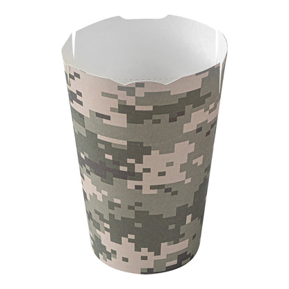 Bio Tek 16 oz Round Camouflage Paper To Go Fry Cup - 3 1/4" x 3 1/4" x 4 1/4" - 100 count box