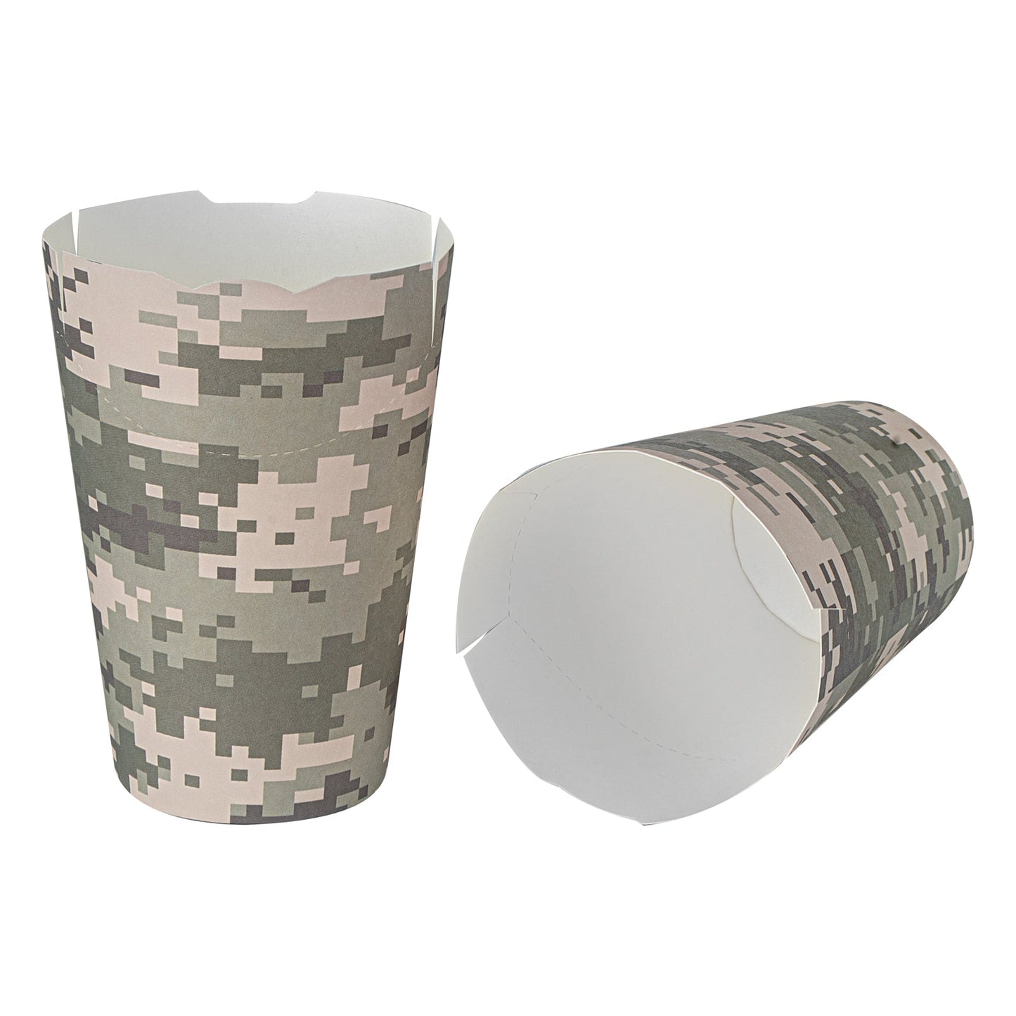 Bio Tek 16 oz Round Camouflage Paper To Go Fry Cup - 3 1/4" x 3 1/4" x 4 1/4" - 100 count box