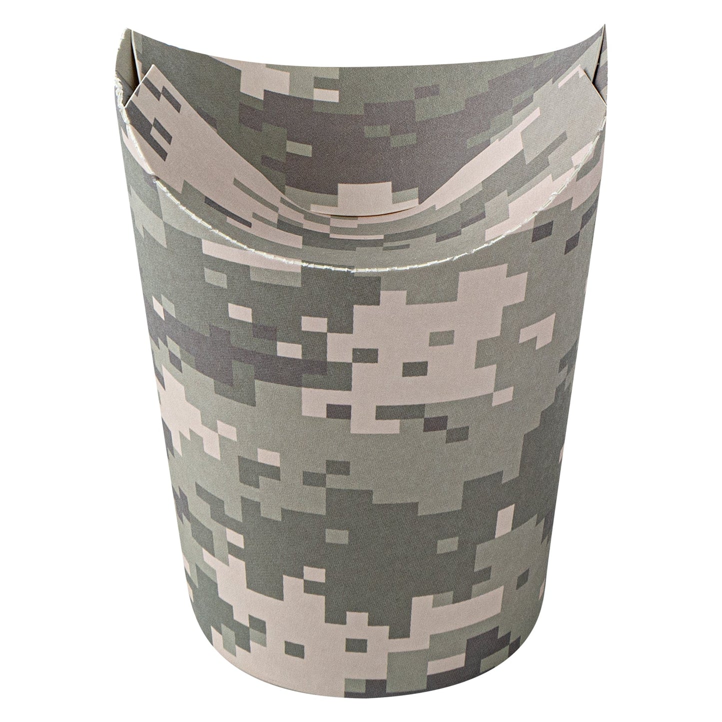 Bio Tek 16 oz Round Camouflage Paper To Go Fry Cup - 3 1/4" x 3 1/4" x 4 1/4" - 100 count box