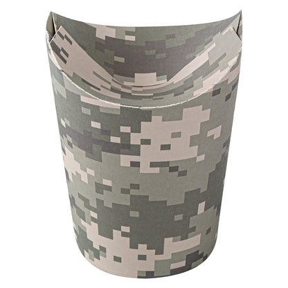 Bio Tek 16 oz Round Camouflage Paper To Go Fry Cup - 3 1/4" x 3 1/4" x 4 1/4" - 100 count box