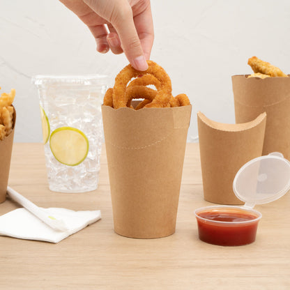 Bio Tek 16 oz Round Kraft Paper To Go Fry Cup - 3 1/4" x 3 1/4" x 4 1/4" - 100 count box