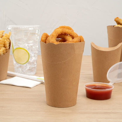 Bio Tek 16 oz Round Kraft Paper To Go Fry Cup - 3 1/4" x 3 1/4" x 4 1/4" - 100 count box