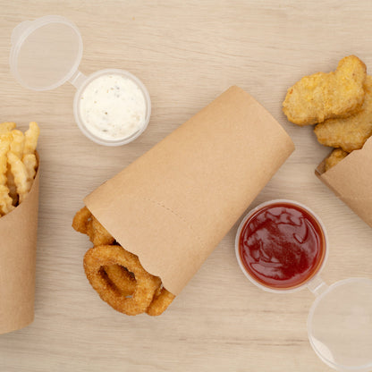 Bio Tek 16 oz Round Kraft Paper To Go Fry Cup - 3 1/4" x 3 1/4" x 4 1/4" - 100 count box