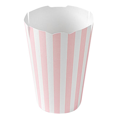 Bio Tek 16 oz Round Pink and White Stripe Paper To Go Fry Cup - 3 1/4" x 3 1/4" x 4 1/4" - 100 count box