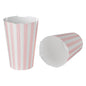 Bio Tek 16 oz Round Pink and White Stripe Paper To Go Fry Cup - 3 1/4" x 3 1/4" x 4 1/4" - 100 count box