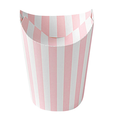 Bio Tek 16 oz Round Pink and White Stripe Paper To Go Fry Cup - 3 1/4" x 3 1/4" x 4 1/4" - 100 count box