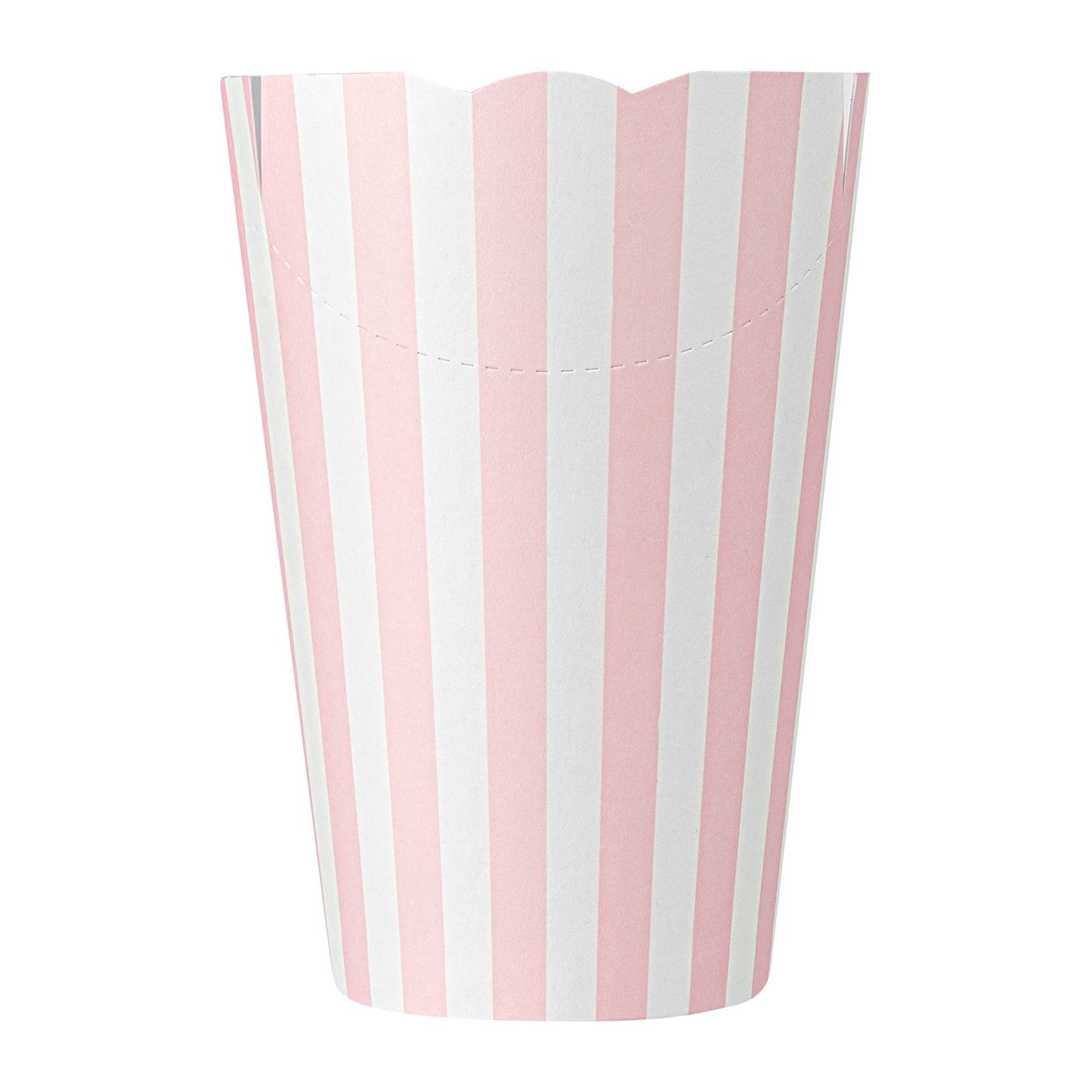 Bio Tek 16 oz Round Pink and White Stripe Paper To Go Fry Cup - 3 1/4" x 3 1/4" x 4 1/4" - 100 count box