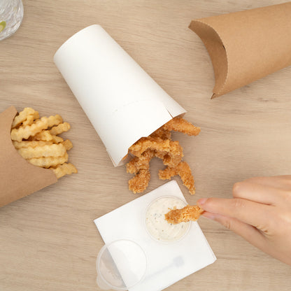 Bio Tek 16 oz Round White Paper To Go Fry Cup - 3 1/4" x 3 1/4" x 4 1/4" - 100 count box