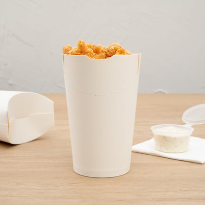 Bio Tek 16 oz Round White Paper To Go Fry Cup - 3 1/4" x 3 1/4" x 4 1/4" - 100 count box