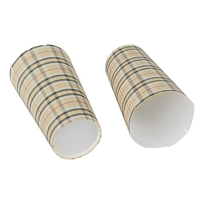 Bio Tek 20 oz Round Plaid Paper To Go Fry Cup - 3 1/4" x 3 1/4" x 5" - 100 count box