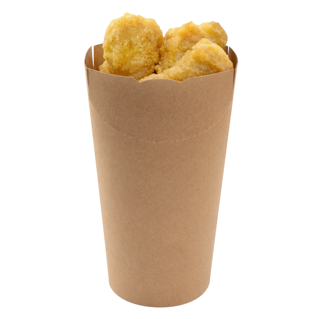 Bio Tek 20 oz Round Kraft Paper To Go Fry Cup - 3 1/4" x 3 1/4" x 5" - 100 count box