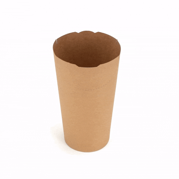 Bio Tek 20 oz Round Kraft Paper To Go Fry Cup - 3 1/4" x 3 1/4" x 5" - 100 count box