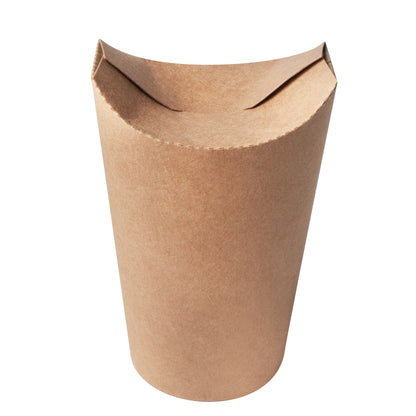 Bio Tek 20 oz Round Kraft Paper To Go Fry Cup - 3 1/4" x 3 1/4" x 5" - 100 count box