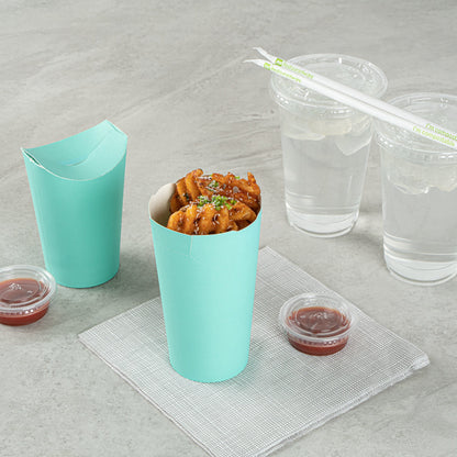 Bio Tek 20 oz Round Turquoise Paper To Go Fry Cup - 3 1/4" x 3 1/4" x 5" - 100 count box
