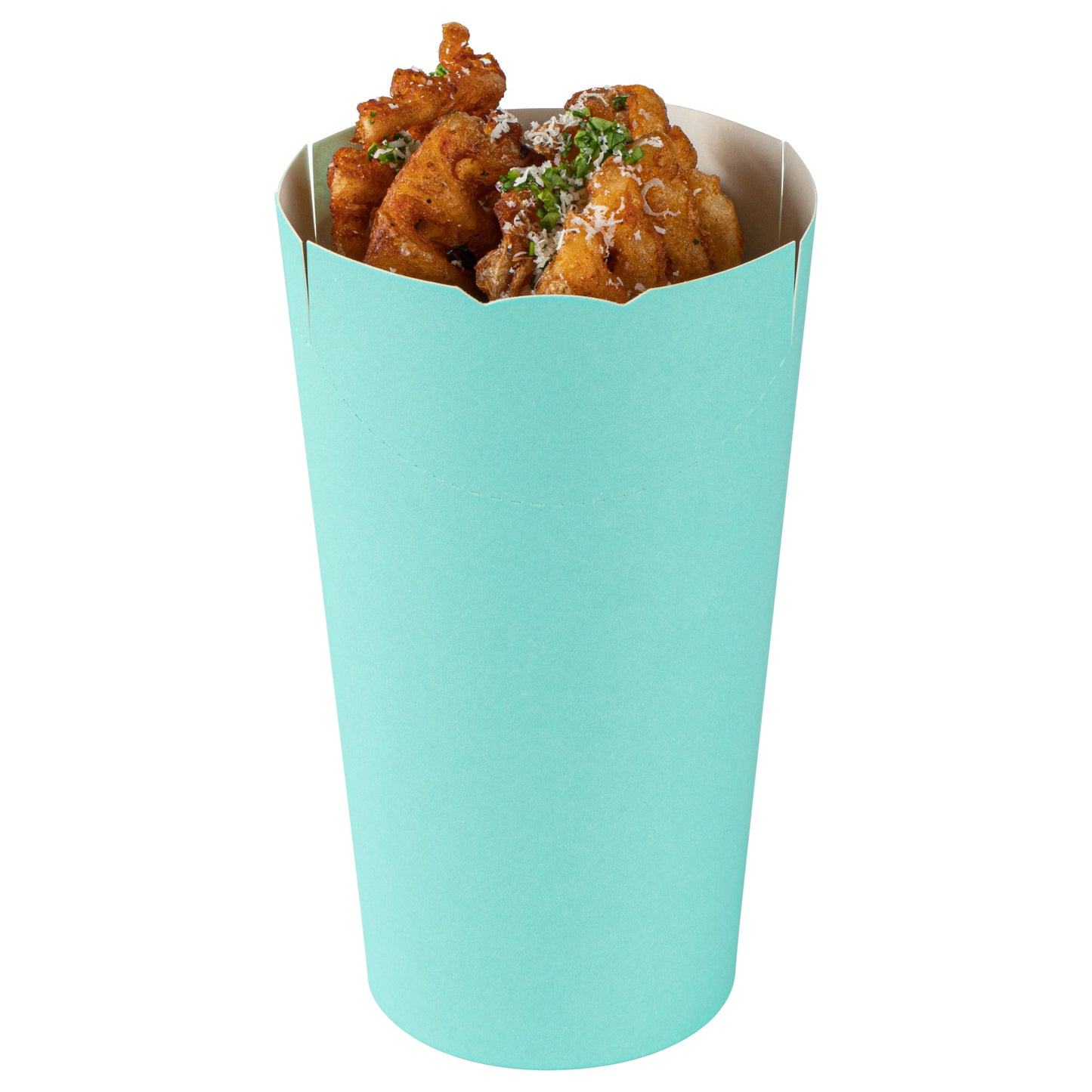 Bio Tek 20 oz Round Turquoise Paper To Go Fry Cup - 3 1/4" x 3 1/4" x 5" - 100 count box