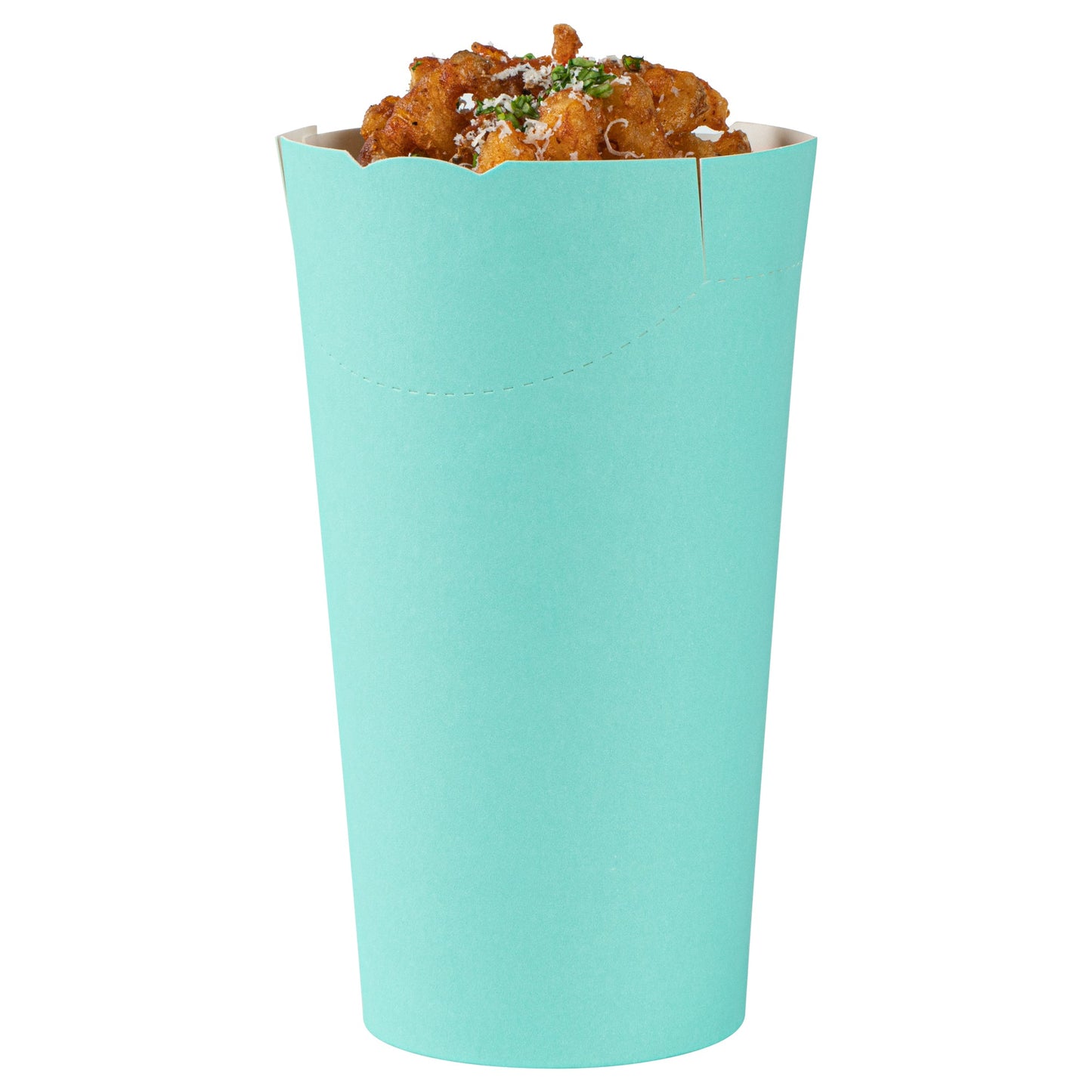Bio Tek 20 oz Round Turquoise Paper To Go Fry Cup - 3 1/4" x 3 1/4" x 5" - 100 count box