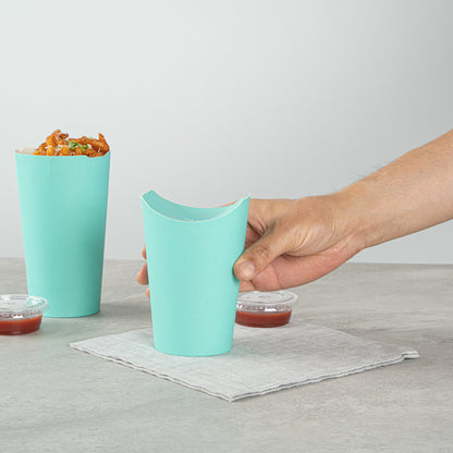 Bio Tek 20 oz Round Turquoise Paper To Go Fry Cup - 3 1/4" x 3 1/4" x 5" - 100 count box