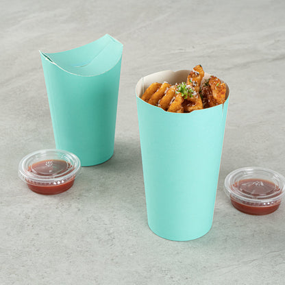 Bio Tek 20 oz Round Turquoise Paper To Go Fry Cup - 3 1/4" x 3 1/4" x 5" - 100 count box