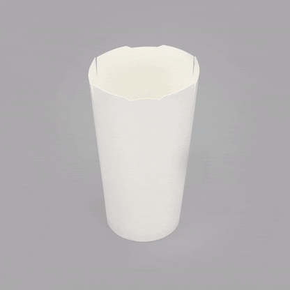 Bio Tek 20 oz Round White Paper To Go Fry Cup - 3 1/4" x 3 1/4" x 5" - 100 count box