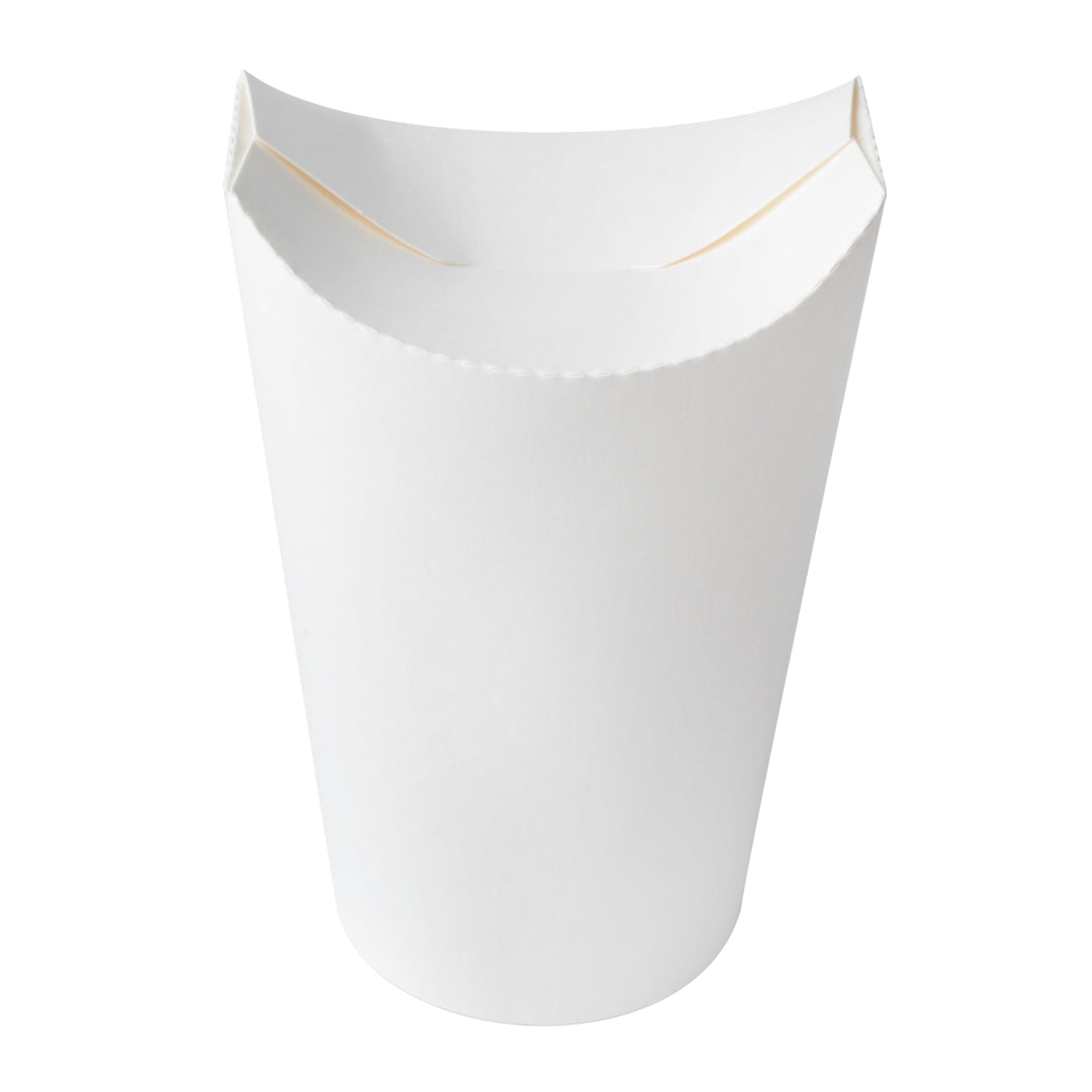 Bio Tek 20 oz Round White Paper To Go Fry Cup - 3 1/4" x 3 1/4" x 5" - 100 count box