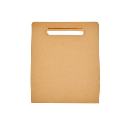 Bio Tek Kraft Paper To Go Lunch / Drink Carrier - with Handle - 8 3/4" x 4 1/4" x 8" - 100 count box
