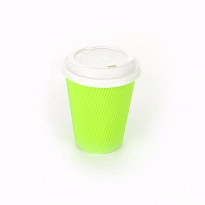 Restpresso 12 oz Eco Green Paper Ripple Wall Coffee Cup - with White Lid - 3 1/2" x 3 1/2" x 5" - 200 count box