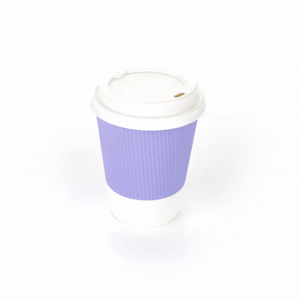 Restpresso 12 oz Light Purple Paper Ripple Wall Coffee Cup - with White Lid - 3 1/2" x 3 1/2" x 5" - 20 count box
