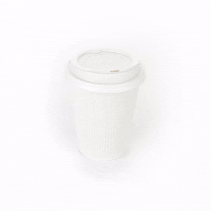 Restpresso 12 oz White Paper Ripple Wall Coffee Cup - with White Lid - 3 1/2" x 3 1/2" x 5" - 20 count box