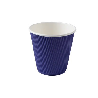 Restpresso 8 oz Royal Purple Paper Ripple Wall Coffee Cup - with White Lid - 3 1/2" x 3 1/2" x 4" - 400 count box